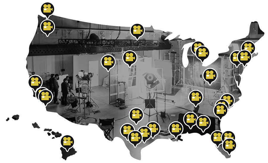 film productions COVID-19 testing USA map